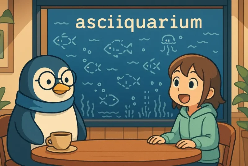 asciiquarium（アスキーアクアリウム）で遊ぼう｜ターミナルが水族館になる癒しコマンド