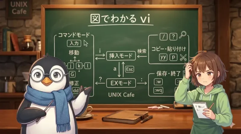 vim入門｜黒板に描いて覚えるviの図解レッスン｜UNIX Cafe