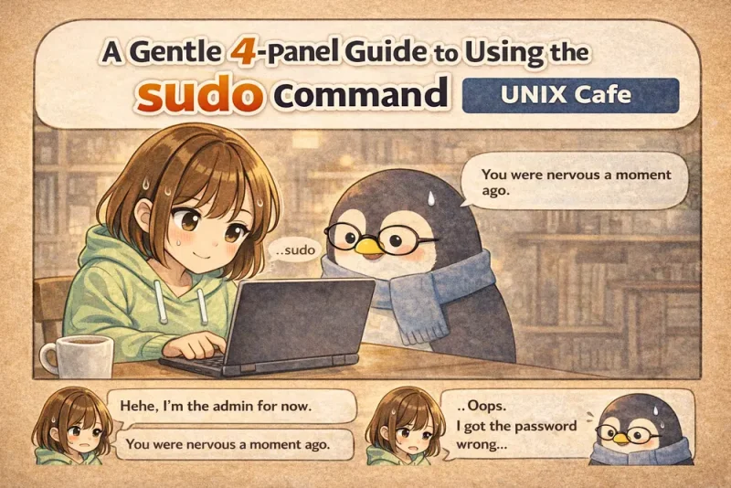 sudo コマンドの使い方を4コマ漫画でやさしく解説 | UNIX Cafe