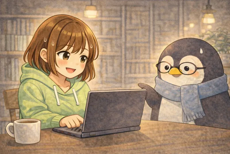 pwd コマンドの使い方を4コマ漫画でやさしく解説 | UNIX Cafe ここだったんだ!?