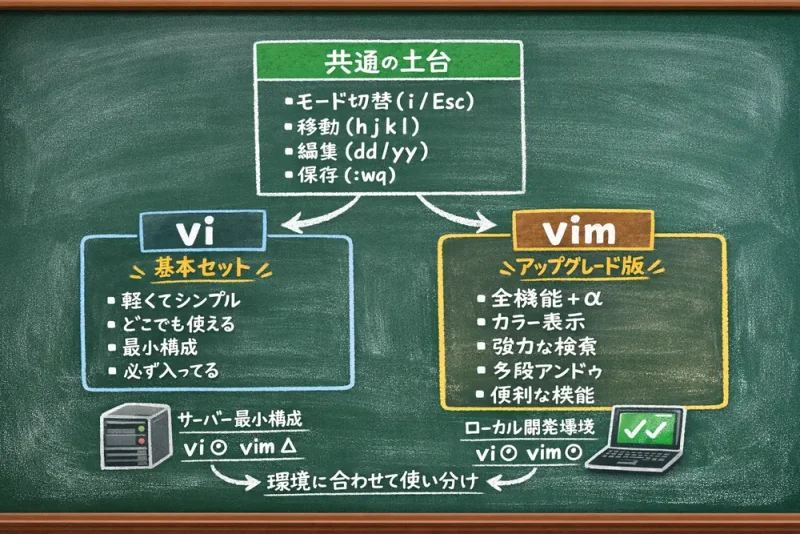 黒板6枚目｜vi と vim を図で整理する