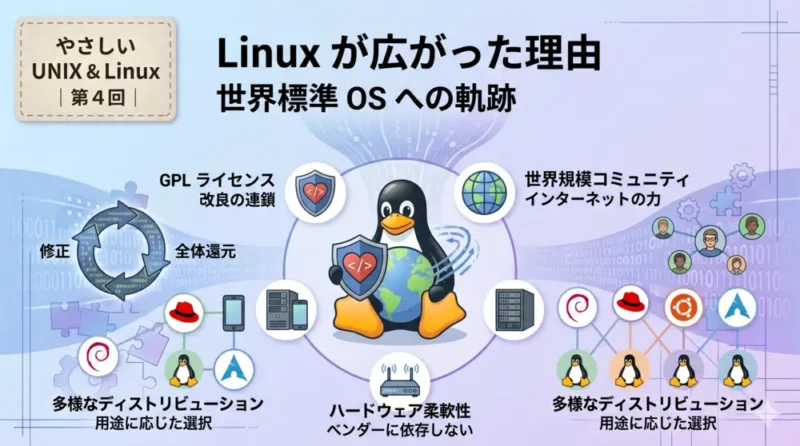 第４回｜Linux が広がった理由：多様化が生んだ世界標準の OS｜やさしい UNIX & Linux