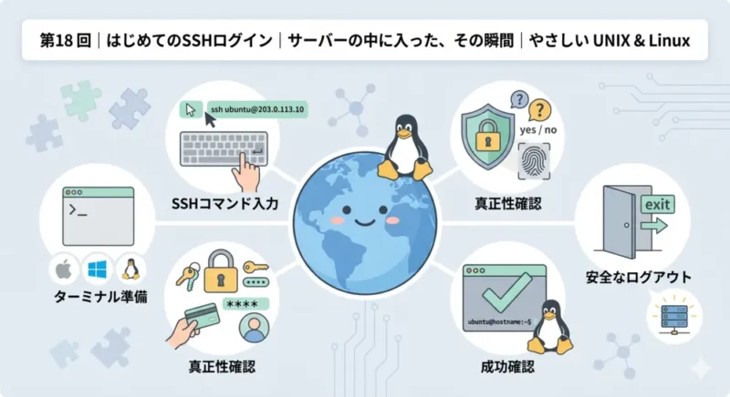 第18回｜はじめてのSSHログイン | サーバーの中に入った、その瞬間｜やさしい UNIX & Linux