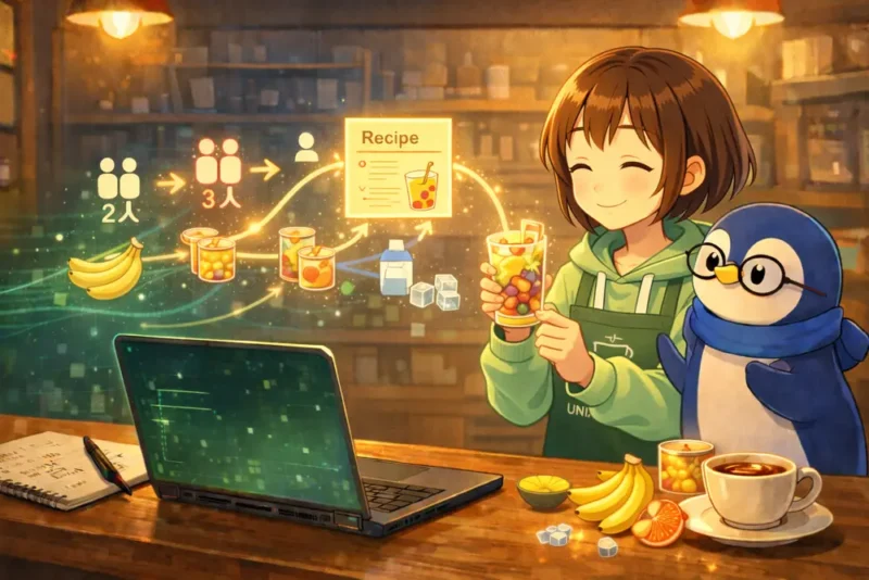 データと関数をつなぐ |C言語で覚える、人数を変えて計算できるミックスジュースの作り方