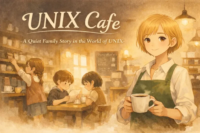 UNIX Cafe の一日 | シェリーと子どもたち、コマンドが静かに働く物語 （やさしい”プログラミングの世界２”）