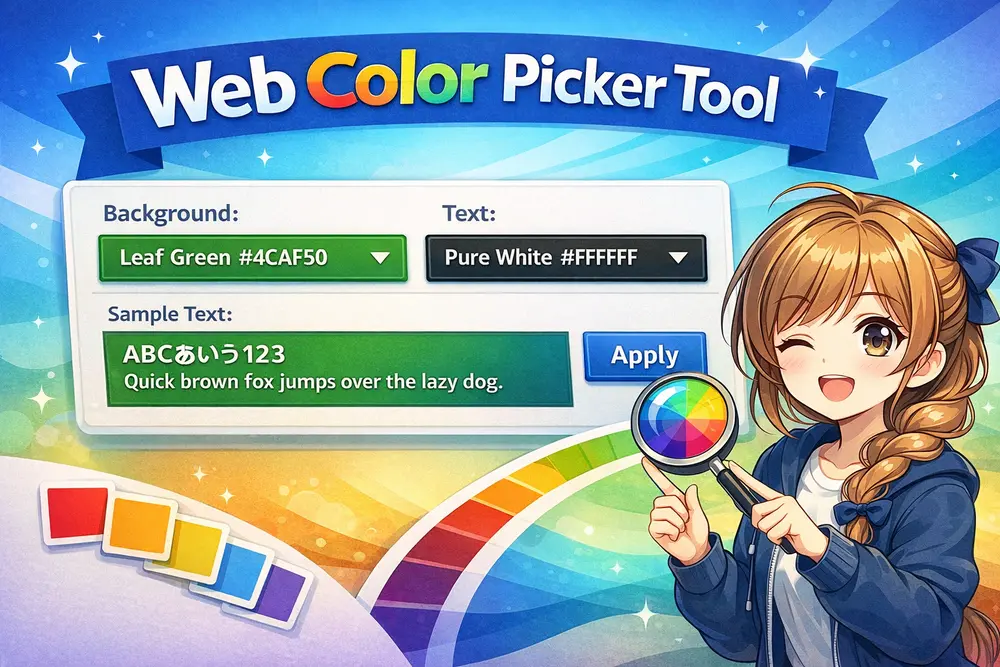 背景色と文字色を同時に比較できるカラーパレット