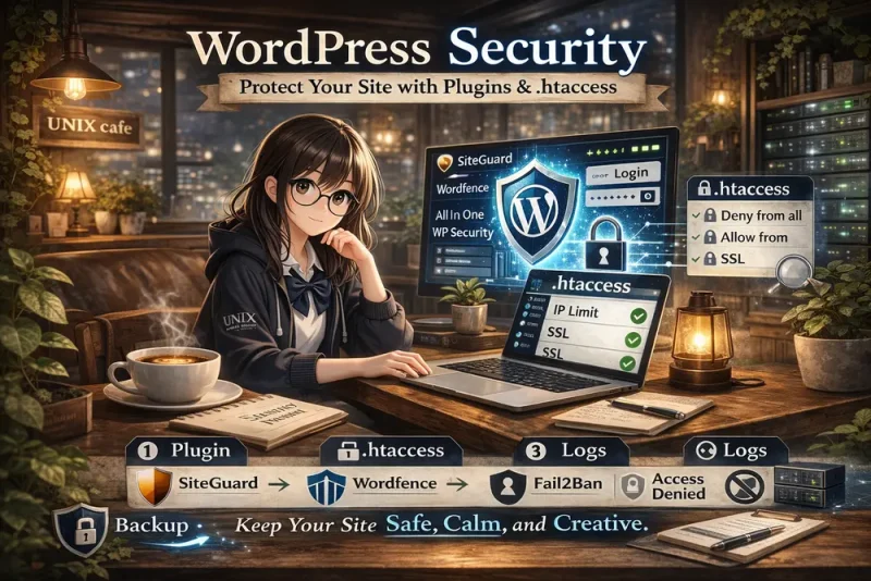 WordPressセキュリティ入門:プラグインと.htaccessでやさしく守る方法 | UNIX Cafe