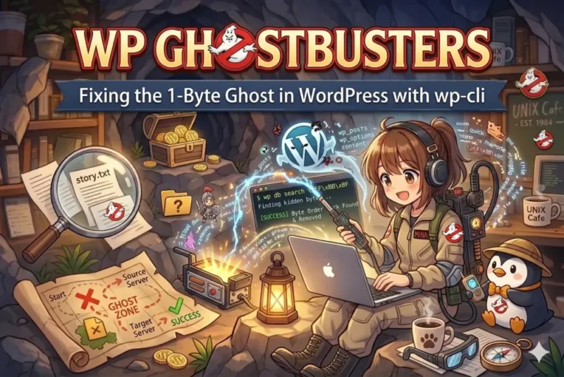 サーバー移行の罠：WordPressに現れた「1バイトの亡霊」と、wp-cliによる掃討作戦 | UNIX Cafe