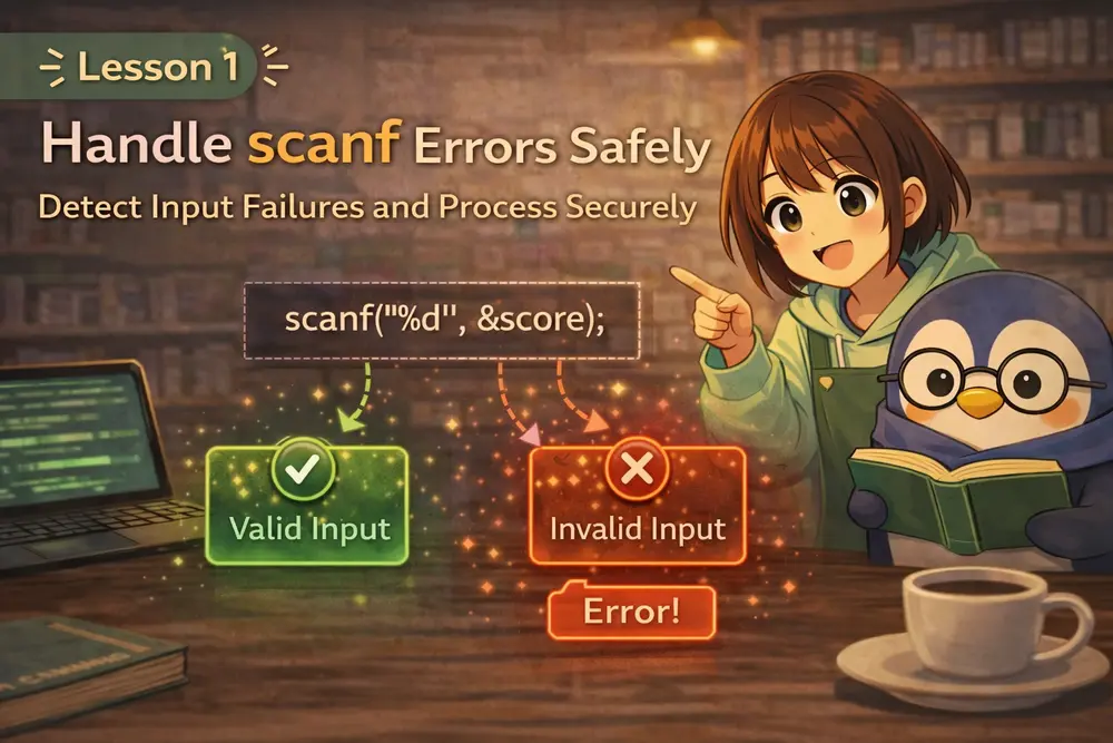 実践編1｜C言語でscanf のエラー処理を丁寧にする：入力失敗を確認して安全に処理する