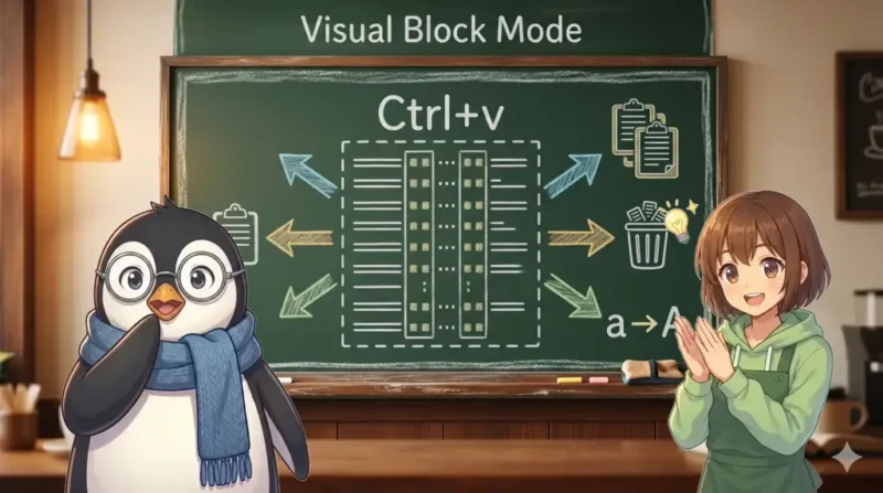 特別編1 vi 入門 | 矩形選択（Ctrl+v）で複数行を縦にまとめて編集する｜UNIX Cafe