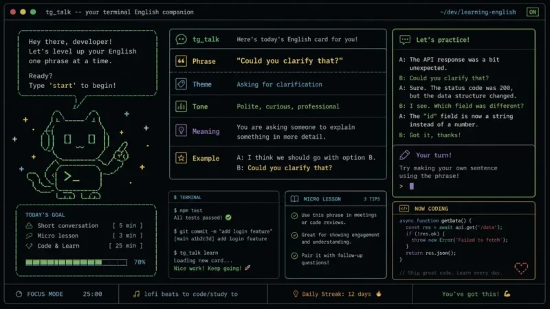 第3回 | 育てた相棒に、英語を教わる。Term-gotchi の tg_talk を会話練習モードに育てた開発記 | UNIX Cafe