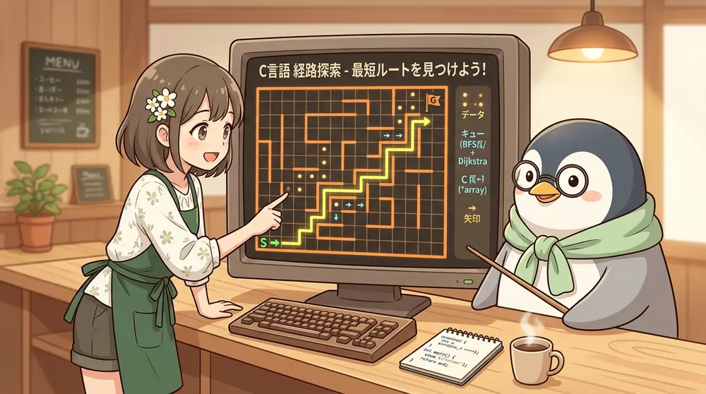 【経路探索で遊ぼう】C言語で迷路の最短ルートを探す｜幅優先探索をコードで見る | UNIX Cafe