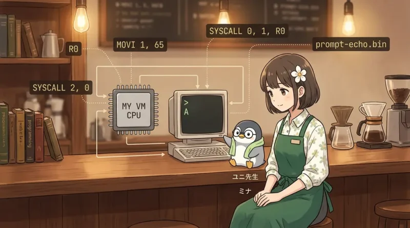 【低レイヤ入門】C言語で作る自作VMを少しOSらしくする: プロンプト付き1文字echo | UNIX Cafe