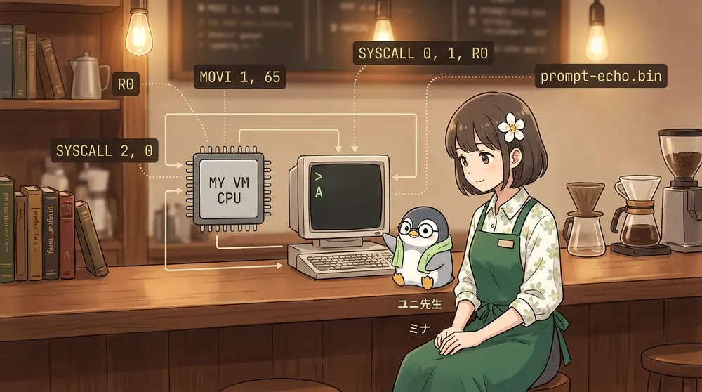 【低レイヤ入門】C言語で作る自作VMを少しOSらしくする: プロンプト付き1文字echo | UNIX Cafe