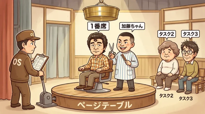 【低レイヤ入門】マルチタスクと仮想メモリの仕組み：コンテキストスイッチとページテーブルを散髪屋コントで理解する | UNIX Cafe