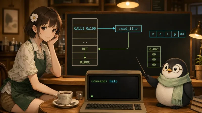 【低レイヤ入門】C言語で作る自作VMを少しOSらしくする: 入力バッファ処理をサブルーチンに分ける | UNIX Cafe